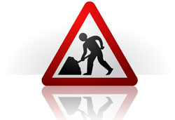 New road and street works sign